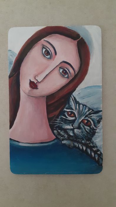 Obrazek anioła z kotem