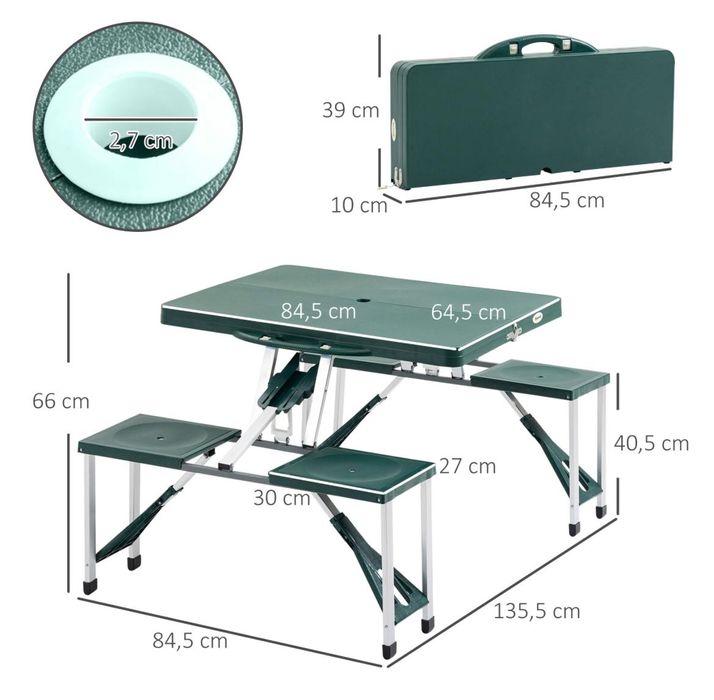 Mesa dobrável verde