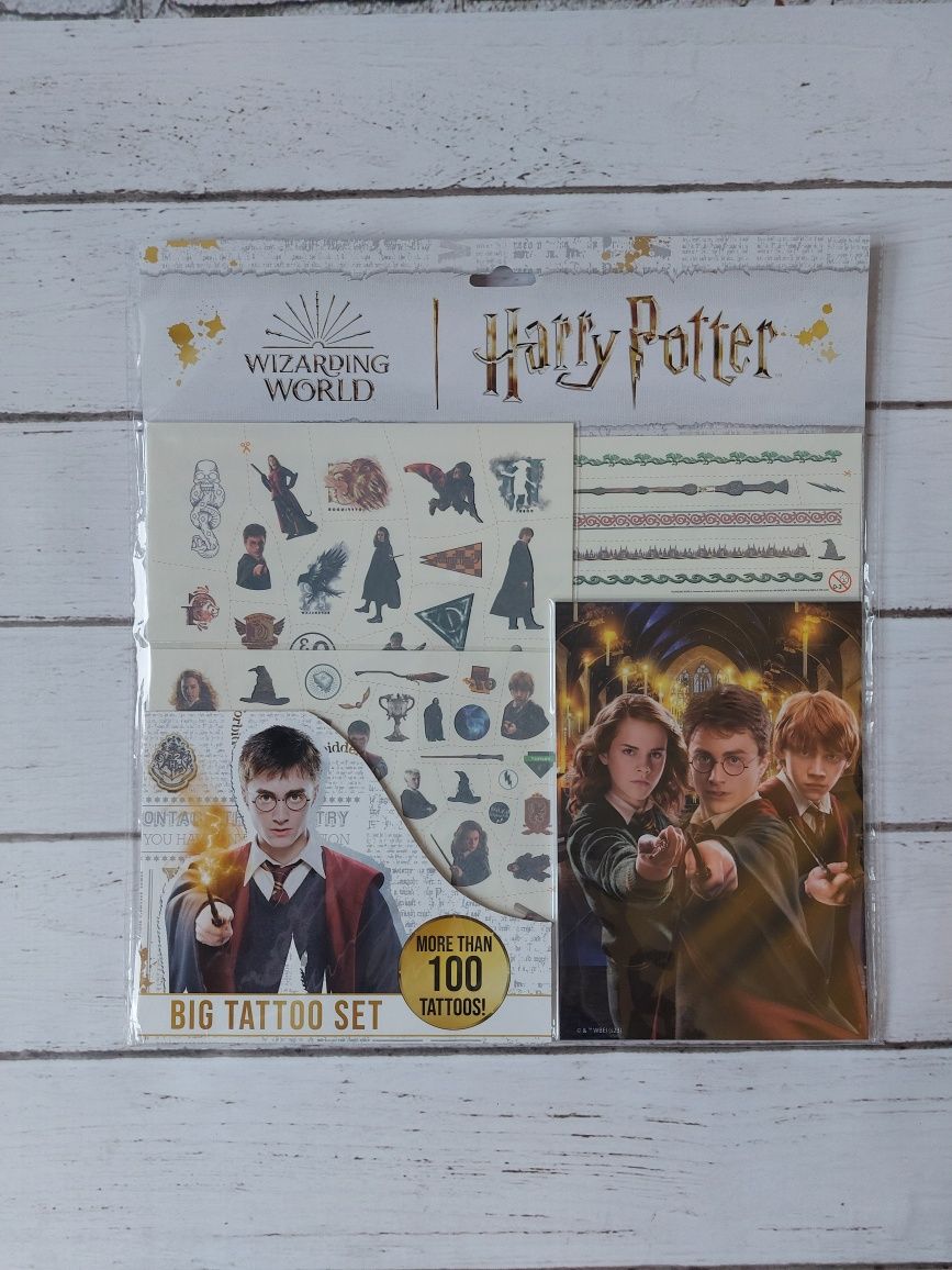 Tatuaże zmywalne duży zestaw Harry Potter 100 szt kolorowanka nowe hit