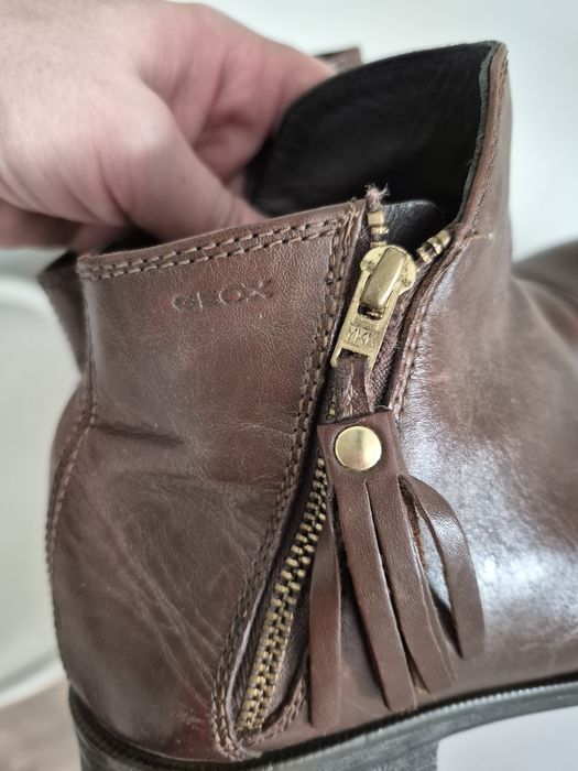 Geox 37 botki brązowe czekoladowe chwost