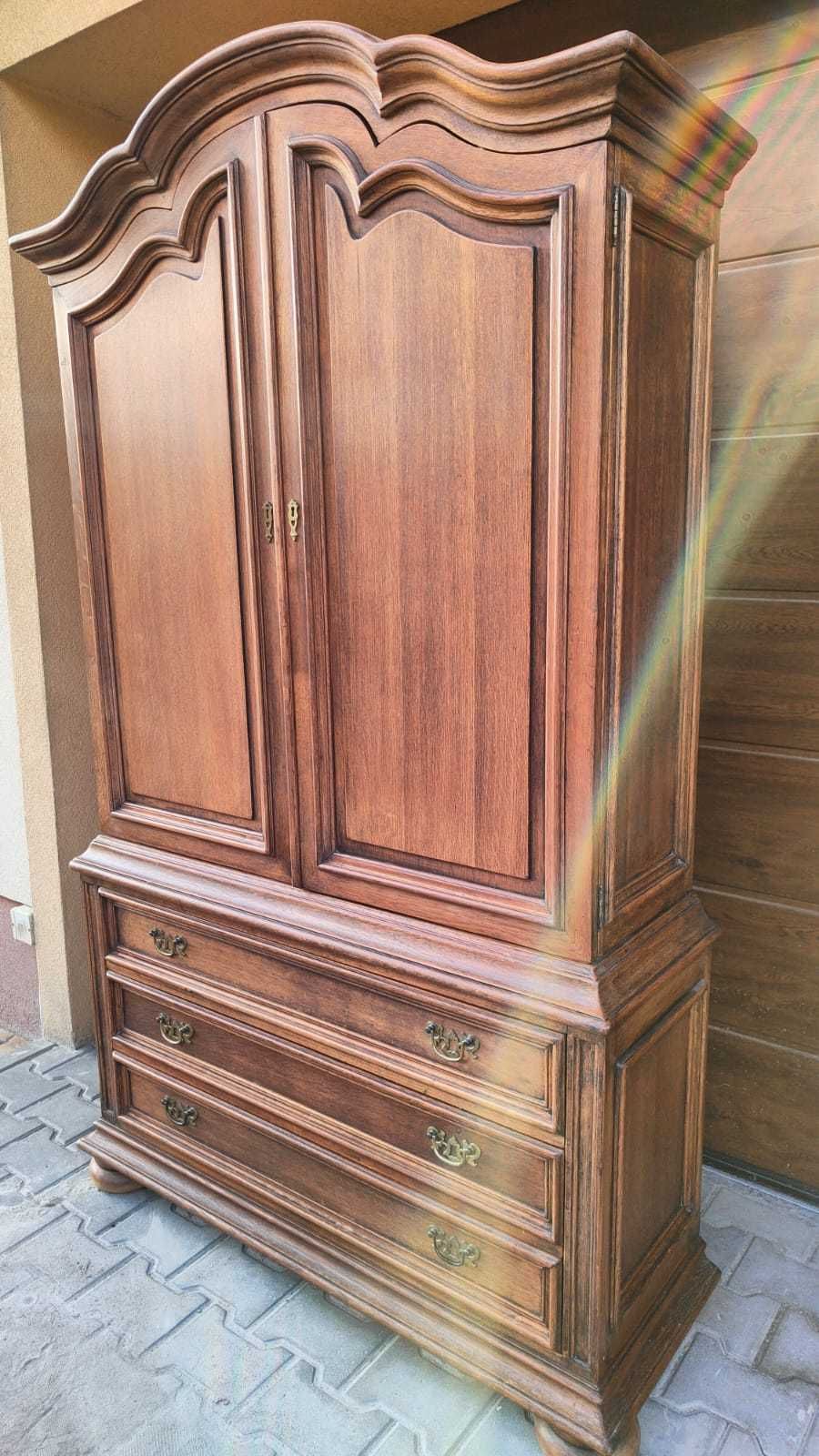 Szafa drewniana dwudrzwiowa z szufladami