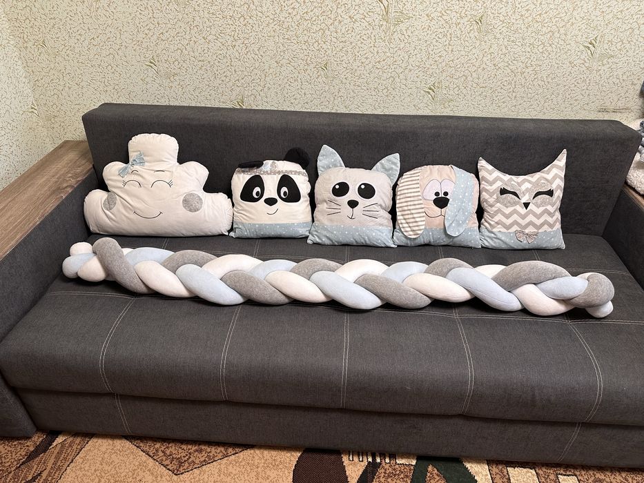 Бортики в ліжечко коса + подушки