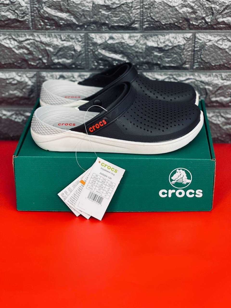 Шльопанці Crocs чоловічі 36-45! Black\White легкие Курортные Крокс