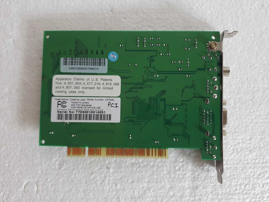 S-Video Video Card VGA/TV/DVD Creative Labs CT7230 DXR3, PCI – Vintage64309923747457121