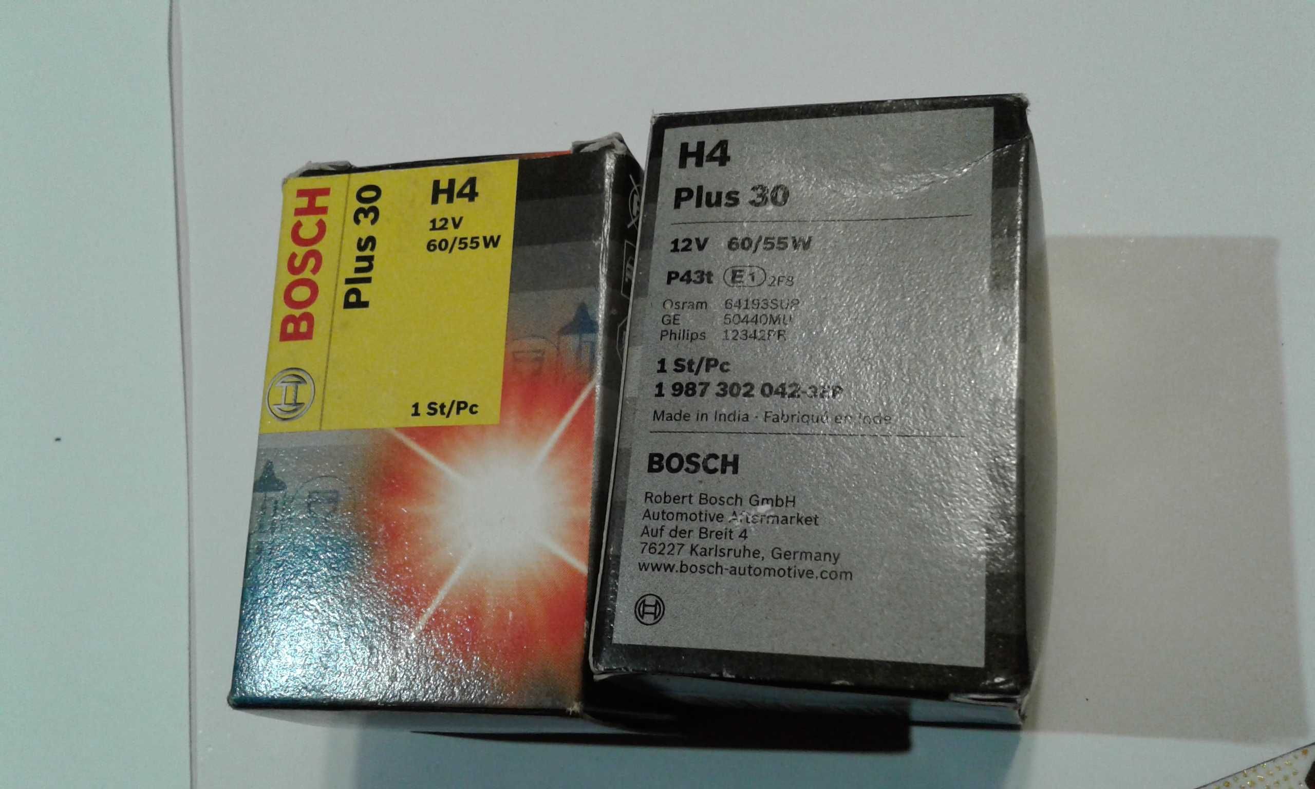 Лампа автомобильная BOSCH H4 , 12V , 55/60 W + 30% новая