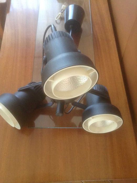 Lampa wisząca z 3 ruchomymi kloszami w pionie i poziomie lata PRL