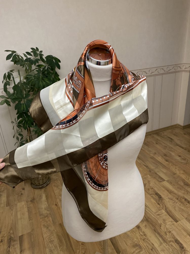Chusta kwadratowa szal apaszka pomarańczowa brązowa nowa