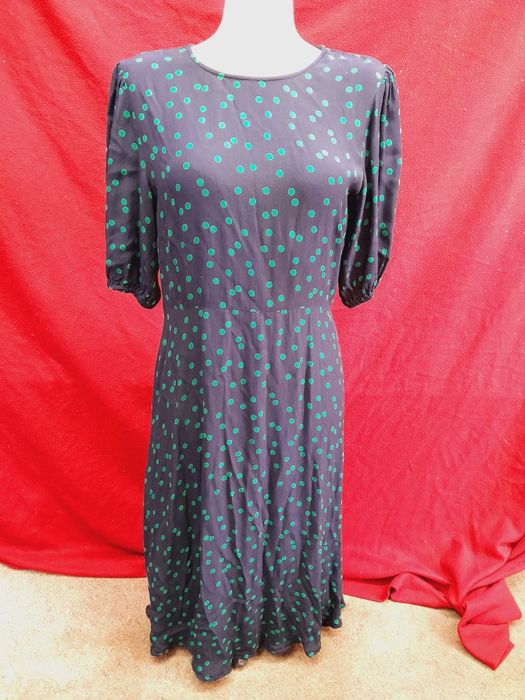 Granatowa sukienka w zielone kropki s 36