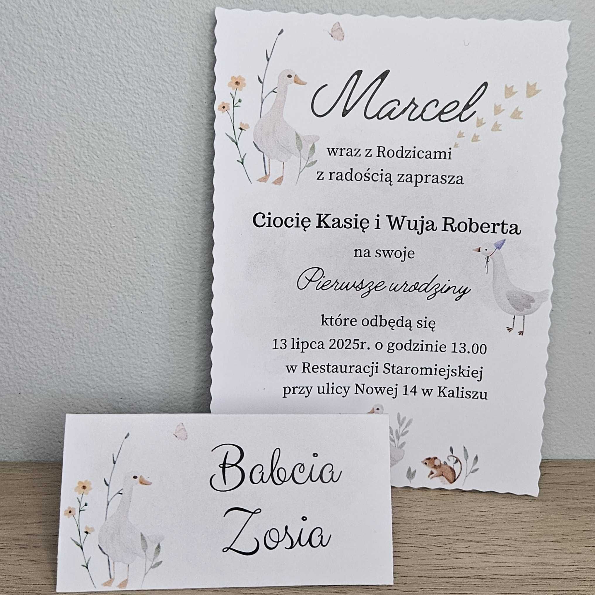 Zaproszenie, urodziny, roczek - gąska – personalizowane