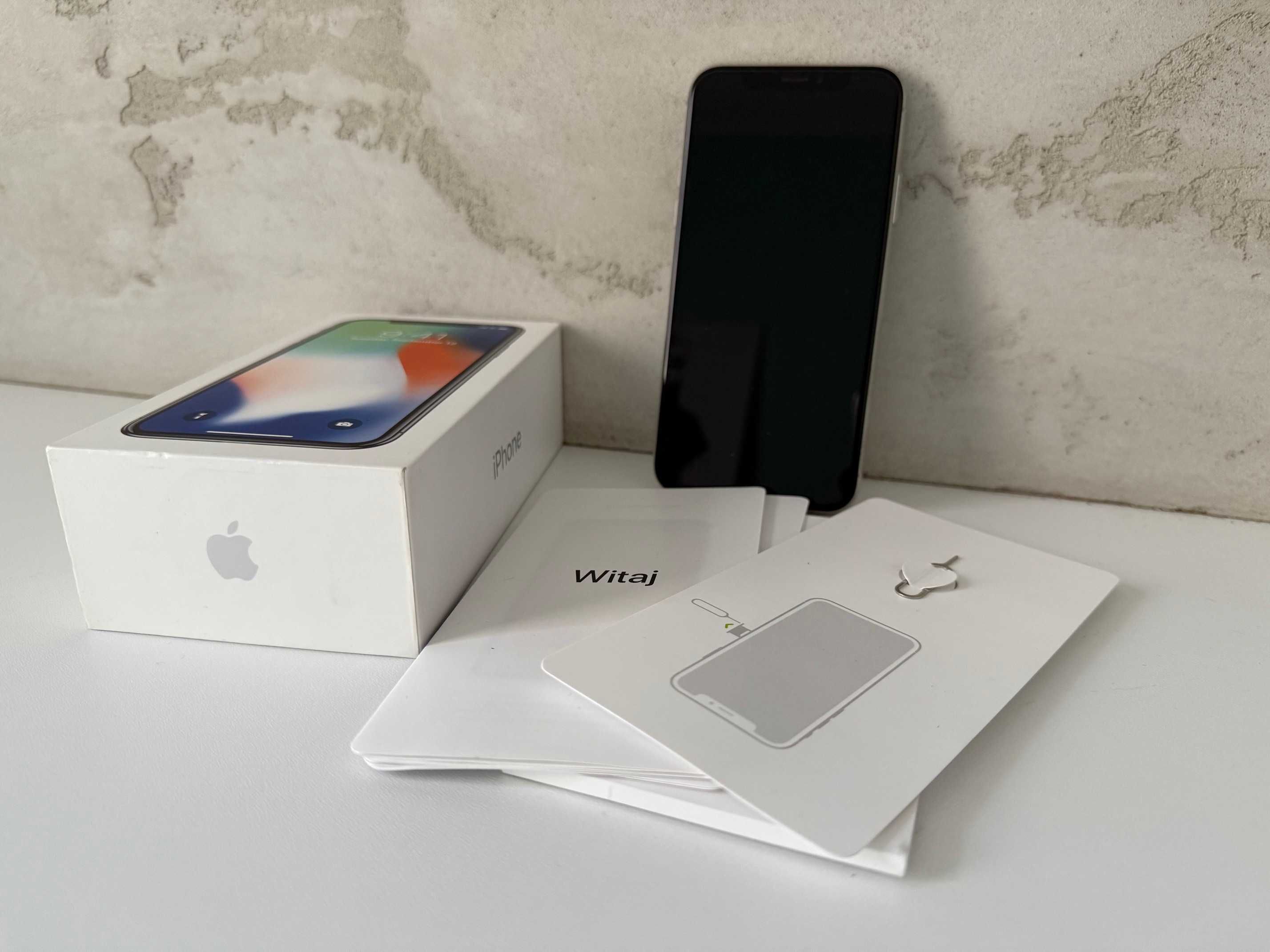 iPhone X 256GB srebrny Silver STAN IDEALNY ładowarka telefon iPhone 10