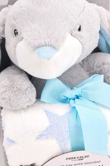 Peluche coelho + Manta de coralina para bebé.