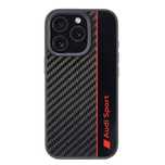 Etui Audi Carbon Fiber Stripe na iPhone 16 Pro 6.3" - czarne