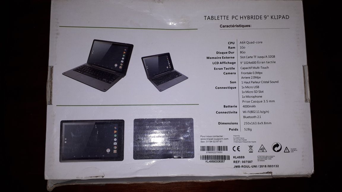 Tablet PC Hybride 9" Klipad ekran dotykowy