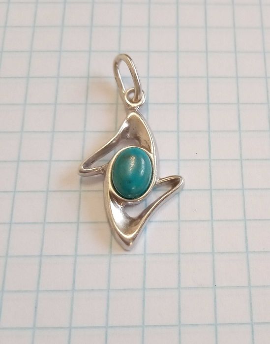 Вінтажний кулон підвіска. Срібло 925 проба. Вставка - природня бірюза