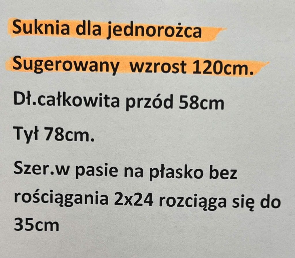 Suknia dla jednorożca