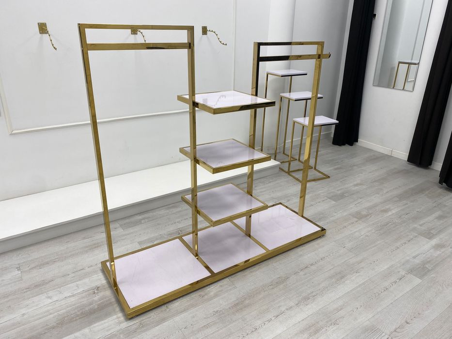 Stojak na odzież złoty chrom