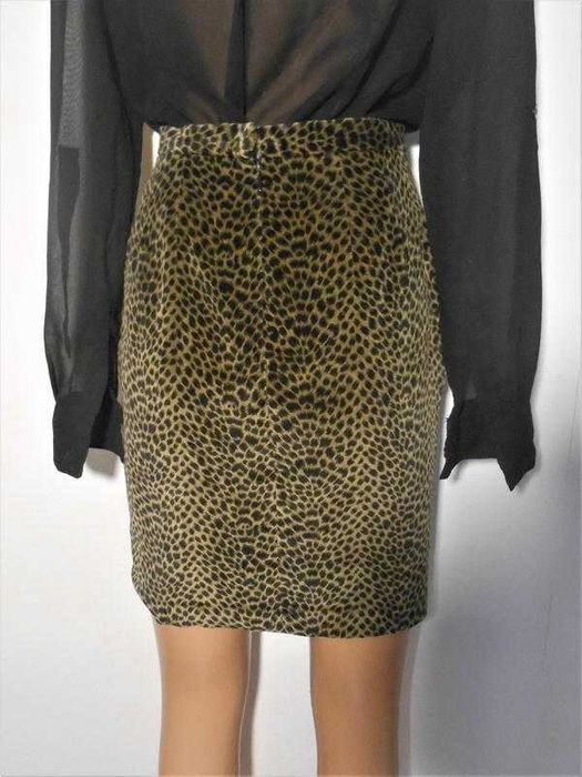 Леопардовая юбка велюр бархат осень