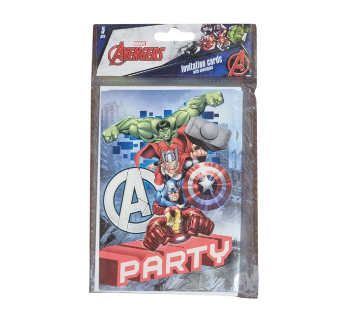 Zaproszenia urodzinowe 15 x 10 cm Avengers 5 sztuk koperty