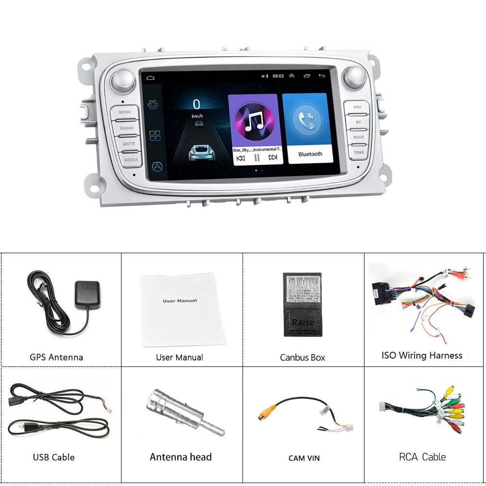 Radio 2din Ford Focus Cinza Com Moldura 7 Polegadas Com Canbus NOVO