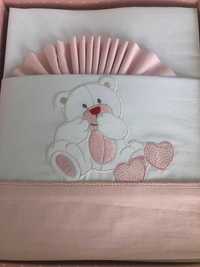 Lençois cama de bebé criança menina Berço Rosa Branco Menina