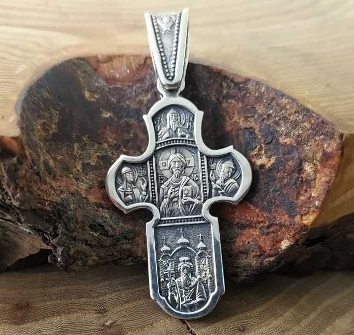 Серебряный нательный крестик 925 пробы. Нерушимая стена. Срібний хрест