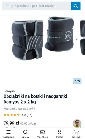 Obciążniki na kostki i nadgarstki Domyos 2 x 2 kg