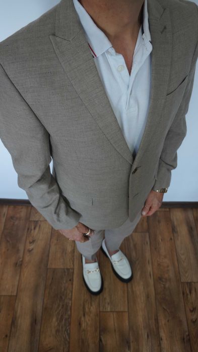 Garnitur Next Rozmiar 40(S) Kolor Bezowy/Cappuccino Skinny fit