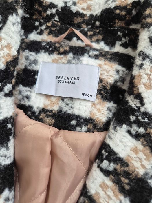 Płaszczyk zimowy jak nowy dla dziewczynki w kratkę RESERVED 152