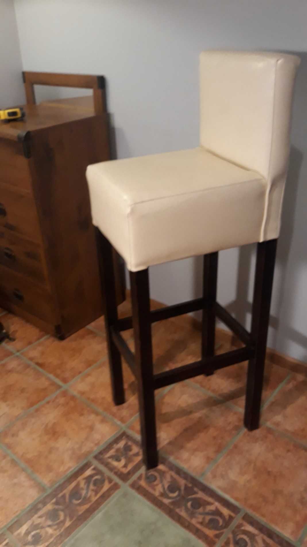 Hoker stołek krzesło barowe drewno skóra