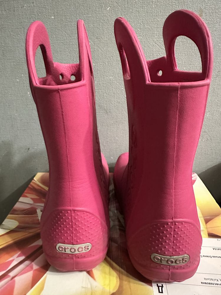 Сапоги чобітки дитячі Crocs рожеві дитячі J1 рожеві