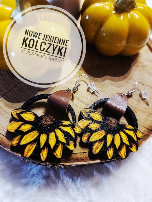 Kolczyki słoneczniki nowe vintage jesień boho