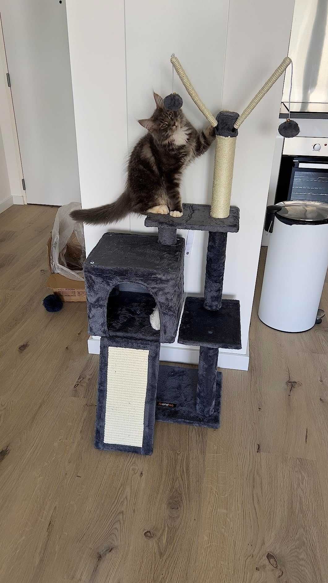 Duży drapak dla kota szary domek legowisko wieża 118 cm