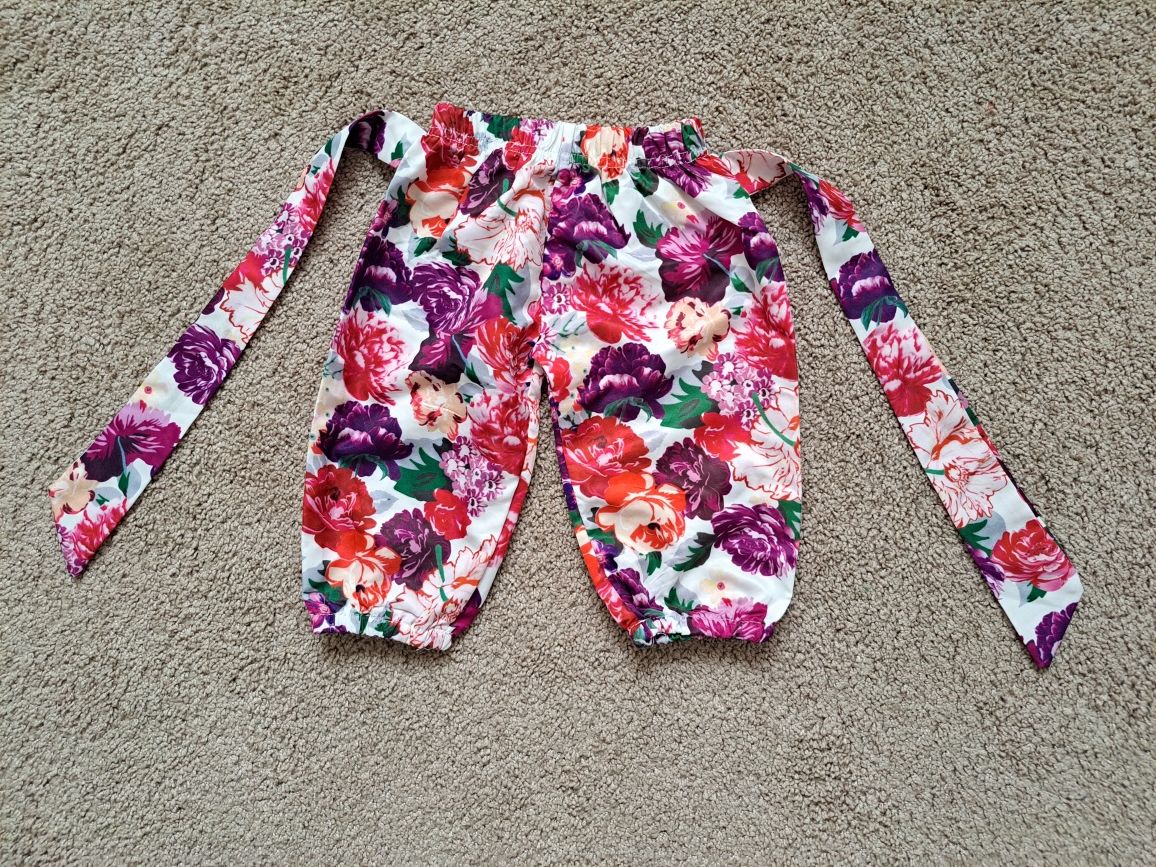 Spodnie haremki w kwiaty dla dziewczynki, rozm. 70 cm, bawełna