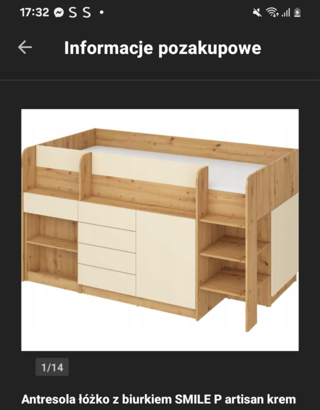 Łóżko antresola z wysuwanym biurkiem