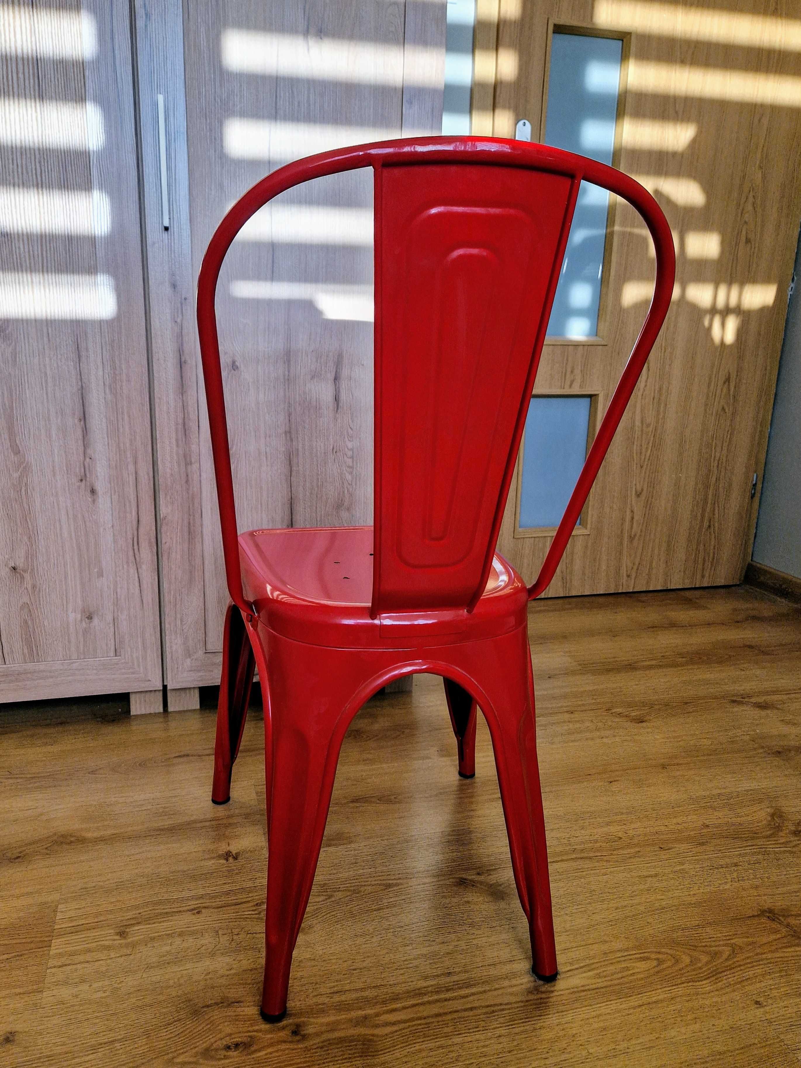 Krzesła czerwone metal loft