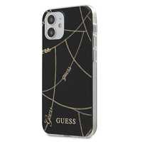 Guess Etui iPhone 12 Mini Gold Chain Czarny