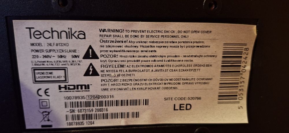 Telewizor lcd led 24" z pilotem Technica