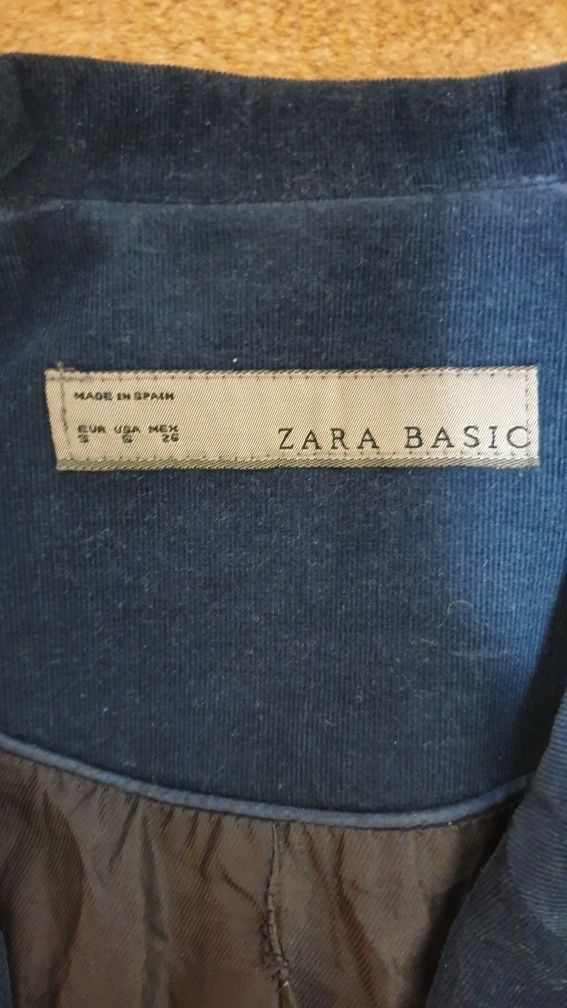 Синий однобортный вельветовый пиджак жакет Zara