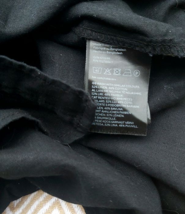 Жіноча, чорна, лляна сорочка від H&M. Стан нової. Розмір М