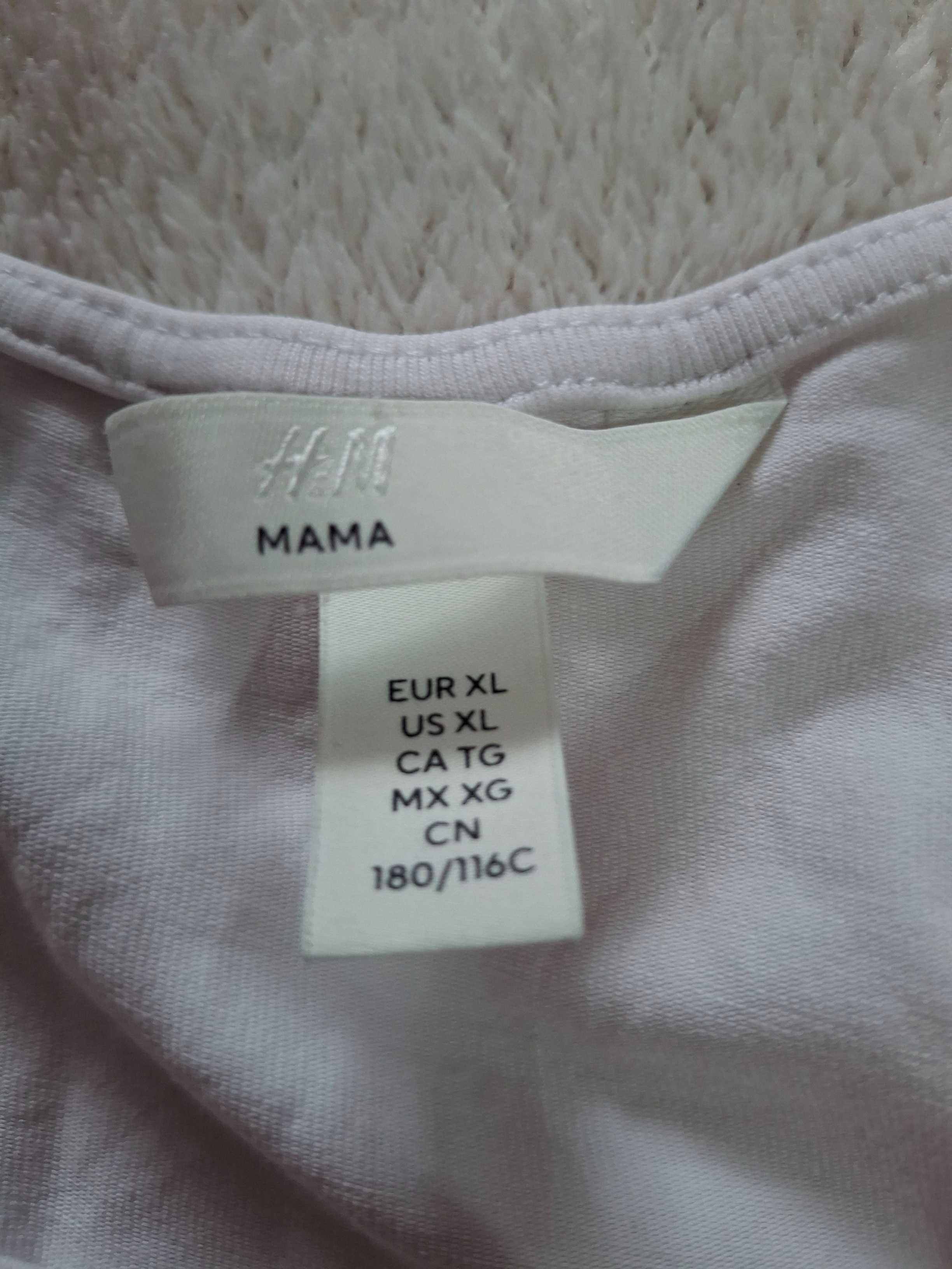 Top ciążowy H&M XL Mama T-shirt Damski ramiączka bawełna biała