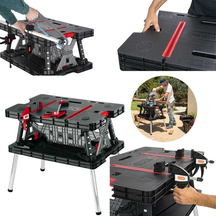 Stół Roboczy Warsztatowy Składany KETER 237005 Work Table + 2 ściski
