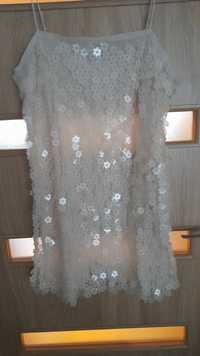 Sukienka nowa cekinowa na ramiączkach H&M kolor kremowy rozmiar L /40