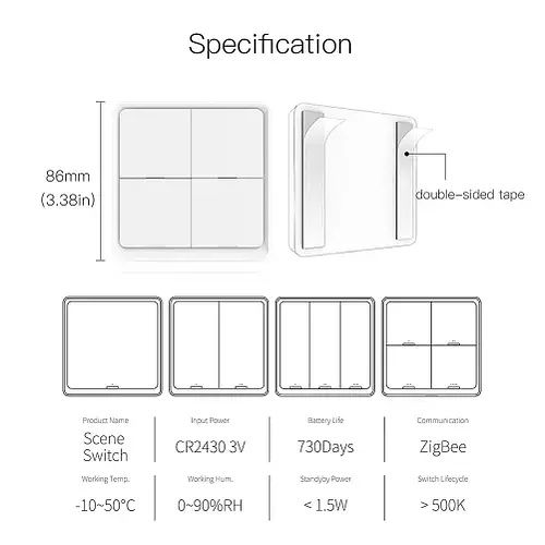 Накладной zigbee выключатель умного дома (4 клавиши) Tuya smart