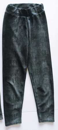 ciepłe legginsy szare popielate rozmiar 146-152  unisex stan bdb
