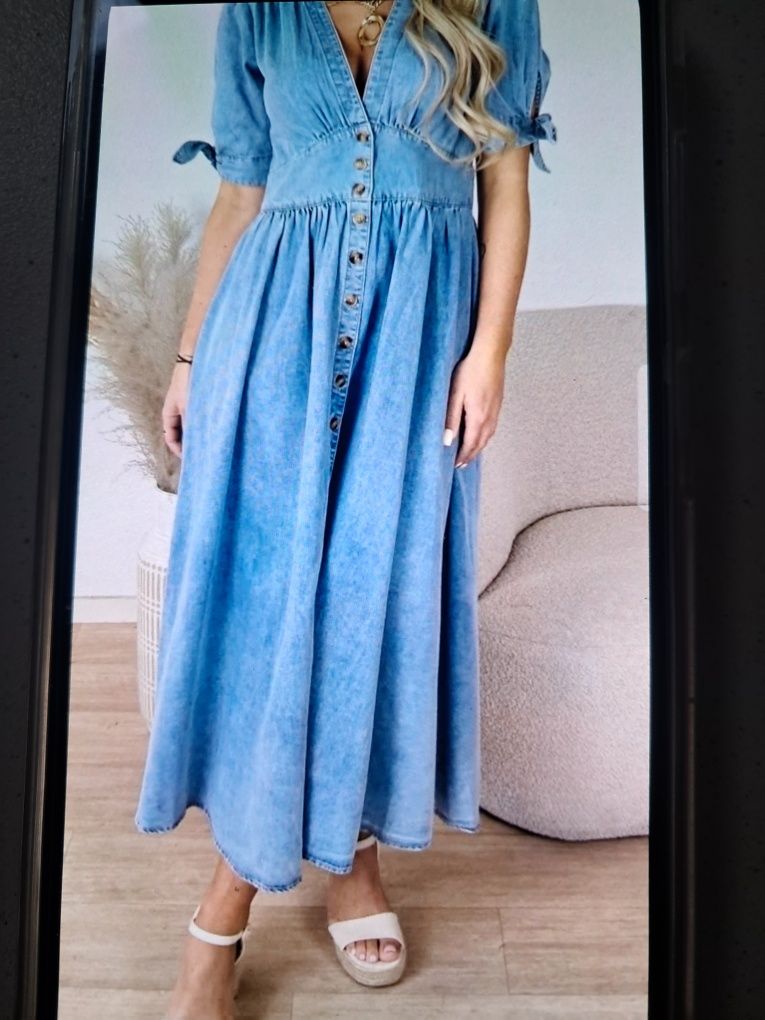 Vestido comprido de ganga Novo