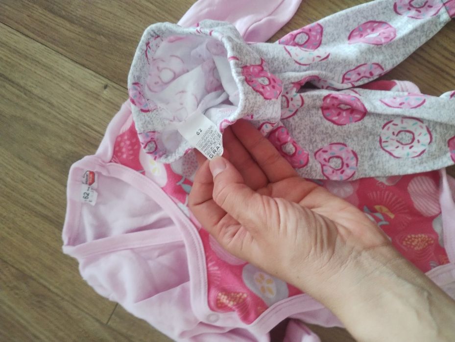 Zestaw 3 body zapinane+ półśpiochy 62 dla dziewczynki