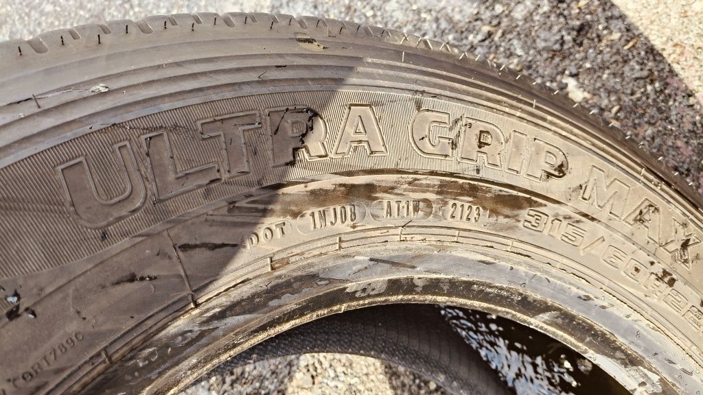 Opony 315/60r22.5 używane Goodyear napęd przód bez napraw