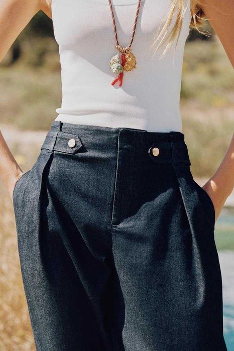 Вільні джинси Wide Leg Paperbag від Zara, XS, M, оригінал