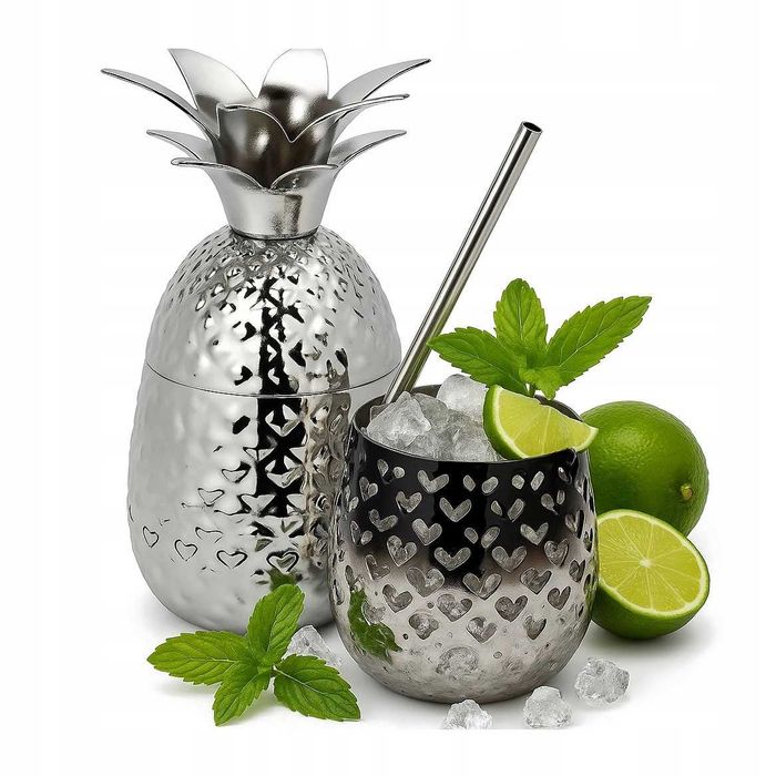 Kubek Ananas do koktajli, drinków 500 ml | stal nierdzewna, na prezent