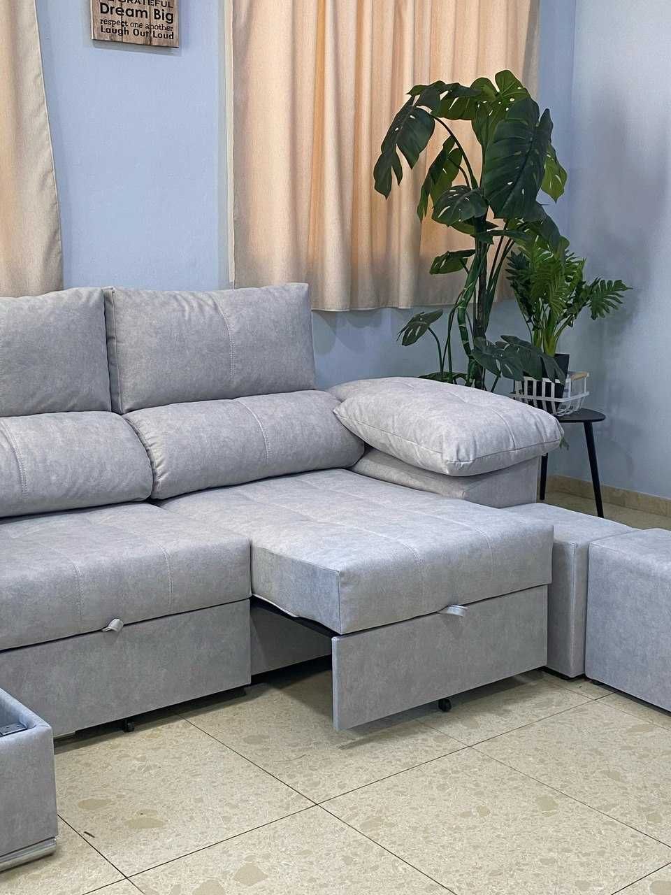Sofá com chaise longue e arrumação envió gratis